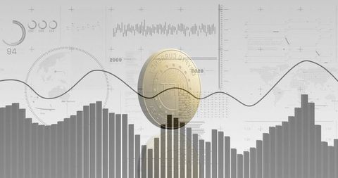 Gold Cryptocurrency Coin with Modern Financial Dashboard Design