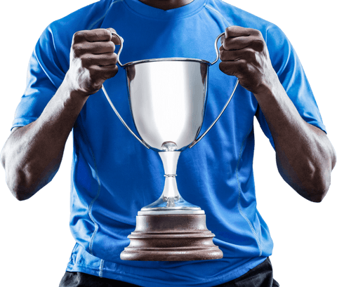 Transparent Image of Sportsman Holding Silver Trophy
