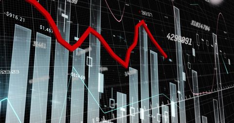 Dynamic Financial Graph Dropping Beneath Statistical Visualization - Download Free Stock Images Pikwizard.com