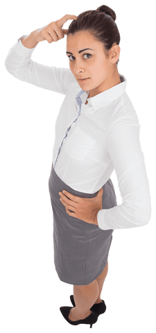 Confident Biracial Businesswoman Standing on Transparent Background