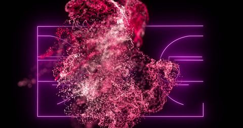 digital pink wave over neon basketball court layout - Download Free Stock Images Pikwizard.com