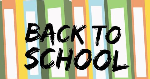 Bright 'back to school' text on colorful folders concept