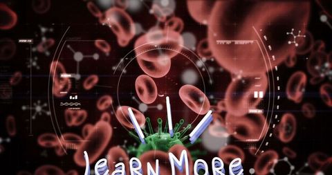 Digital Interface Overlay on COVID-19 and Red Blood Cells - Download Free Stock Images Pikwizard.com