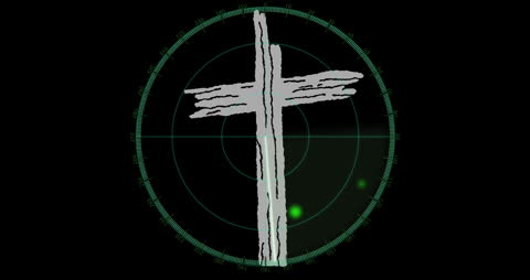 Cross Symbol Inside Radar Scope on Dark Background