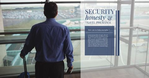 Businessman at Airport Promoting Reliable Travel Insurance Solutions - Download Free Stock Templates Pikwizard.com