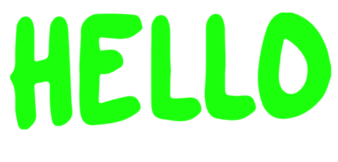 Neon green graffiti text 'hello' on transparent background