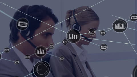 Business Team Networking with Modern Technology Interface