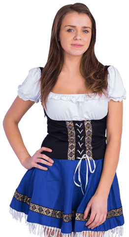Woman in Traditional Dirndl Smiling with Arms Akimbo on Transparent Background