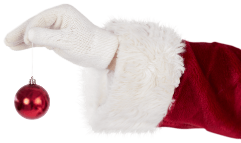 Santa Hand Holding Red Christmas Ornament Transparent