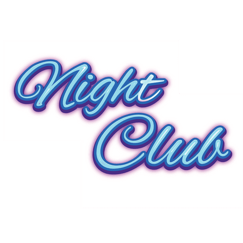 Night club neon text illustration on transparent background