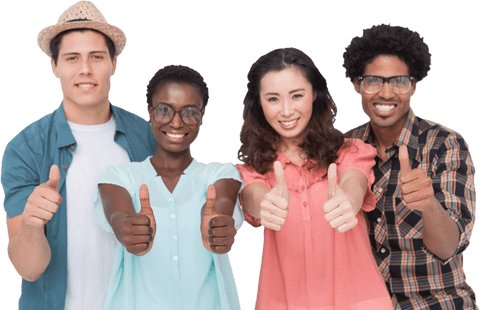 Diverse Group Friendship Thumbs Up Transparent Background