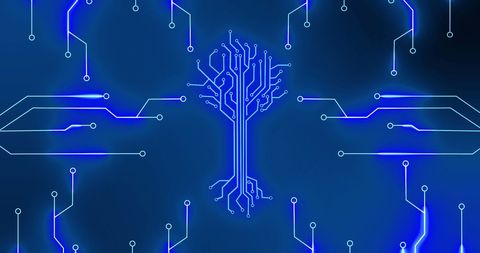 Digital Circuit Tree on Blue Background Symbolizing Connectivity - Download Free Stock Images Pikwizard.com
