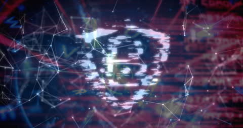 Digital Network Connections with Glitch Effects over Abstract Background