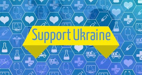solidarity with ukraine: medical support icons in blue theme - Download Free Stock Images Pikwizard.com