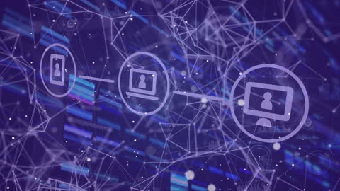 Futuristic Digital Networking Connecting Data Nodes Over Blue Background
