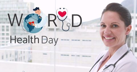 World Health Day Celebration with Smiling Female Doctor