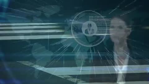 Global Network and Data Processing Overlay with Business Professional