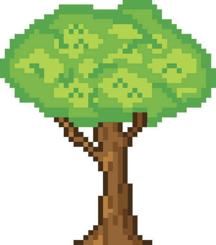 pixel art tree with transparent background surrounded by greenery - Download Free Stock Videos Pikwizard.com