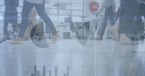 Global Business Team Movement with Financial Data Overlay - Download Free Stock Images Pikwizard.com