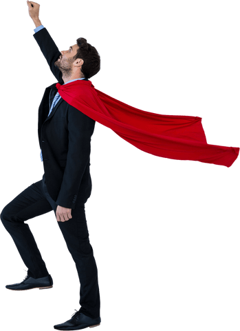 transparent businessman in superhero pose with red cape - Download Free Stock Videos Pikwizard.com