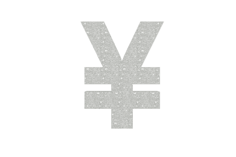 Transparent Gray Yen Currency Symbol on Clear Background