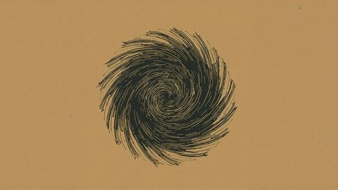 Swirling brushstroke abstract art on tan background