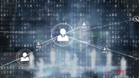 Digital Network Connections on Binary Code Background