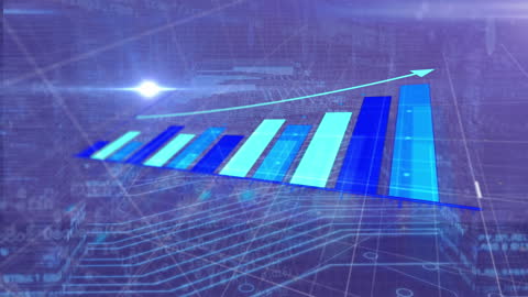 Digital Growth Chart Rising in Futuristic City Background