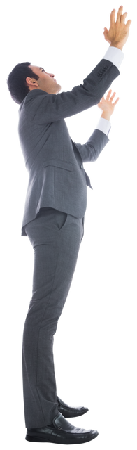 Businessman Rejoicing in Formal Gray Suit Isolated Transparent - Download Free Stock Videos Pikwizard.com