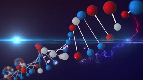 Abstract DNA Helix with Lens Flare in Space
