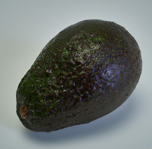 Close up of green avocado on grey background created using generative ai technology. Vegetables, food and nutrition concept, digitally generated image.