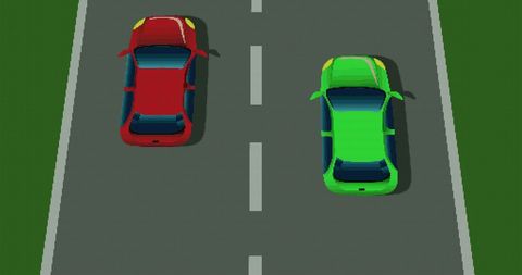 Colorful cars racing on digital highway