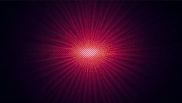 Radiating Hex Halftone Starburst with Neon Violet Core and Retro Scanline Gradient