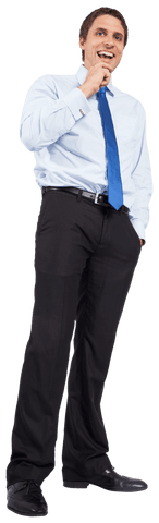 Confident Businessman Pondering with Blue Tie on Transparent Background - Download Free Stock Videos Pikwizard.com