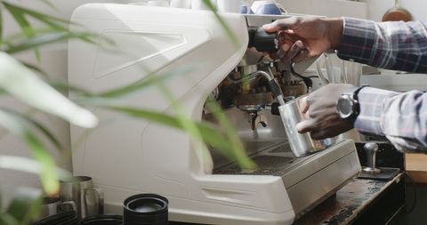 Barista Perfecting Coffee Art in Contemporary Café