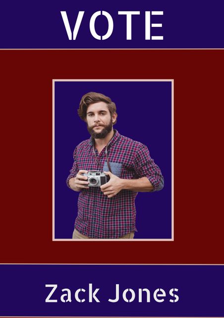 Portrait Campaign Poster of Young Voter Holding Camera - Download Free Stock Templates Pikwizard.com