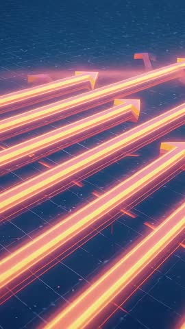 Neon Arrows Racing Across Grid While Forming Crosses | Futuristic Vertical Motion Loop