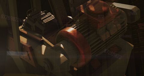 Digital Overlay on Industrial Machinery at Sunset