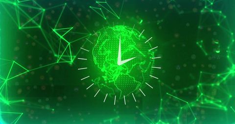 digital clock over global network connections - Download Free Stock Images Pikwizard.com