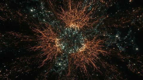 Abstract Radiating Light Explosion with Teal and Orange