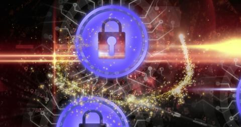 Digital Security Concept with Padlock and Data Elements