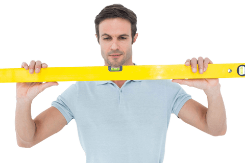 transparent image of man holding spirit level focused on task - Download Free Stock Videos Pikwizard.com