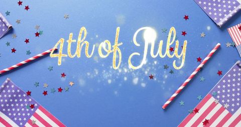 4th of July Celebration with American Flags