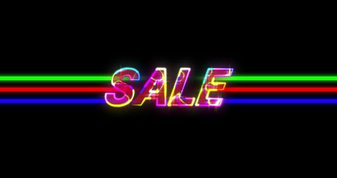 Vibrant Retro Sale Advertisement Against Black Background