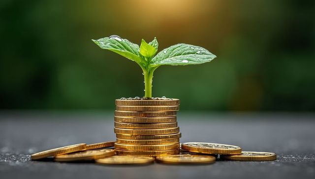Seedling Growth Representing Green Investment and Financial Prosperity