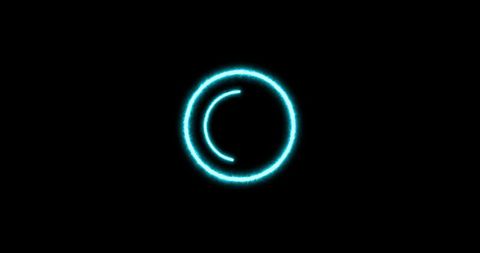 Vibrant Neon Circles in Motion on Black Background