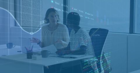 Business solutions concept with diverse professionals in office setting