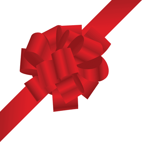 Vibrant red ribbon bow on transparent background for celebrations