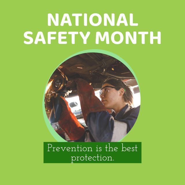 National Safety Month Awareness with Female Mechanic Working - Download Free Stock Templates Pikwizard.com