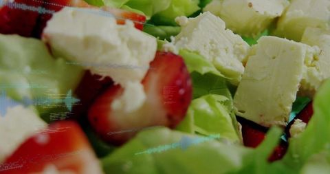 Innovative Salad with Lettuce, Strawberries and Cheese